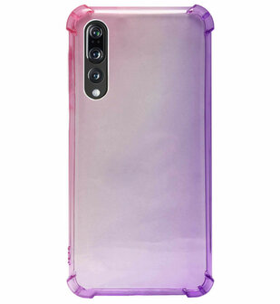 ADEL Siliconen Back Cover Softcase Hoesje voor Huawei P20 Pro - Kleurovergang Roze Paars