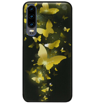 ADEL Siliconen Back Cover Softcase Hoesje voor Huawei P30 - Vlinder Goud