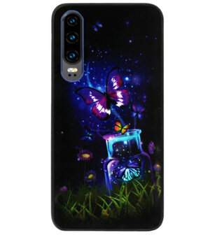 ADEL Siliconen Back Cover Softcase Hoesje voor Huawei P30 - Vlinder