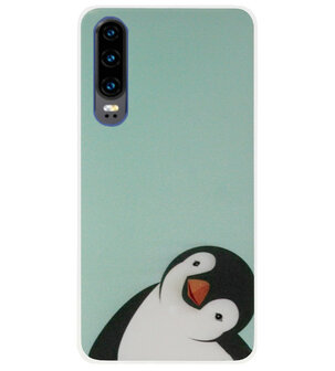 ADEL Siliconen Back Cover Softcase Hoesje voor Huawei P30 - Pinguin