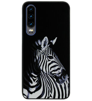 ADEL Siliconen Back Cover Softcase Hoesje voor Huawei P30 - Zebra