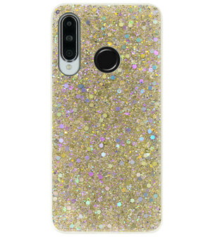 ADEL Premium Siliconen Back Cover Softcase Hoesje voor Huawei P30 Lite - Bling Bling Glitter Goud
