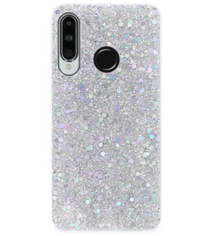 ADEL Premium Siliconen Back Cover Softcase Hoesje voor Huawei P30 Lite - Bling Bling Glitter Zilver