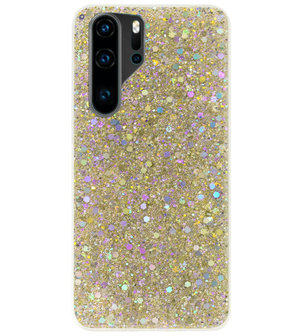 ADEL Premium Siliconen Back Cover Softcase Hoesje voor Huawei P30 Pro - Bling Bling Glitter Goud