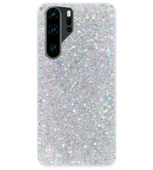 ADEL Premium Siliconen Back Cover Softcase Hoesje voor Huawei P30 Pro - Bling Bling Glitter Zilver