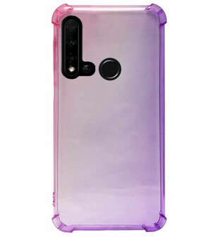 ADEL Siliconen Back Cover Softcase Hoesje voor Huawei P20 Lite (2019) - Kleurovergang Roze Paars