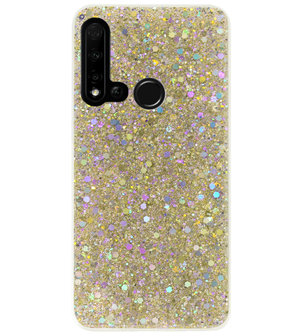 ADEL Premium Siliconen Back Cover Softcase Hoesje voor Huawei P20 Lite (2019) - Bling Bling Glitter Goud