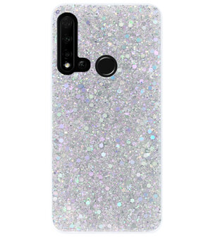 ADEL Premium Siliconen Back Cover Softcase Hoesje voor Huawei P20 Lite (2019) - Bling Bling Glitter Zilver