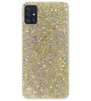 ADEL Premium Siliconen Back Cover Softcase Hoesje voor Samsung Galaxy A71 - Bling Bling Glitter Goud