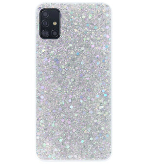 ADEL Premium Siliconen Back Cover Softcase Hoesje voor Samsung Galaxy A71 - Bling Bling Glitter Zilver