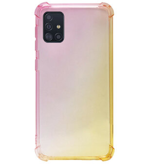 ADEL Siliconen Back Cover Softcase Hoesje voor Samsung Galaxy A71 - Kleurovergang Roze Geel