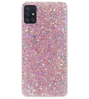 ADEL Premium Siliconen Back Cover Softcase Hoesje voor Samsung Galaxy A71 - Bling Bling Roze