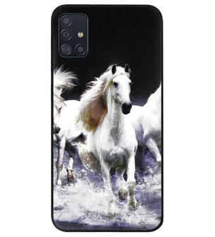 ADEL Siliconen Back Cover Softcase Hoesje voor Samsung Galaxy A71 - Paarden