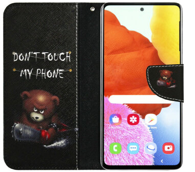 ADEL Kunstleren Book Case Pasjes Portemonnee Hoesje voor Samsung Galaxy A71 - Don&#039;t Touch My Phone Beren