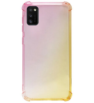 ADEL Siliconen Back Cover Softcase Hoesje voor Samsung Galaxy A41 - Kleurovergang Roze Geel