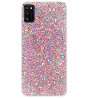 ADEL Premium Siliconen Back Cover Softcase Hoesje voor Samsung Galaxy A41 - Bling Bling Roze