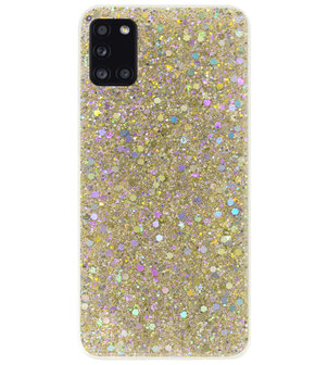 ADEL Premium Siliconen Back Cover Softcase Hoesje voor Samsung Galaxy A31 - Bling Bling Glitter Goud