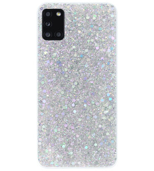 ADEL Premium Siliconen Back Cover Softcase Hoesje voor Samsung Galaxy A31 - Bling Bling Glitter Zilver