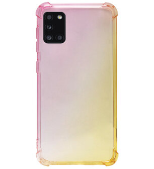 ADEL Siliconen Back Cover Softcase Hoesje voor Samsung Galaxy A31 - Kleurovergang Roze Geel