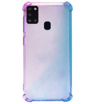 ADEL Siliconen Back Cover Softcase Hoesje voor Samsung Galaxy A21s - Kleurovergang Blauw Paars