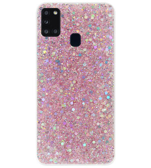 ADEL Premium Siliconen Back Cover Softcase Hoesje voor Samsung Galaxy A21s - Bling Bling Roze