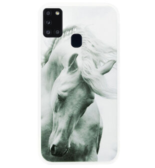 ADEL Siliconen Back Cover Softcase Hoesje voor Samsung Galaxy A21s - Paarden
