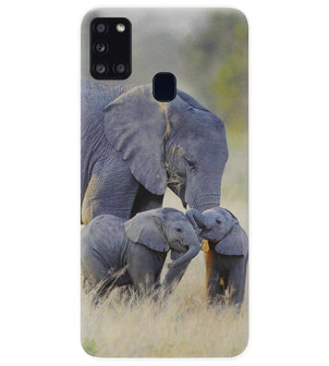 ADEL Siliconen Back Cover Softcase Hoesje voor Samsung Galaxy A21s - Olifant Familie