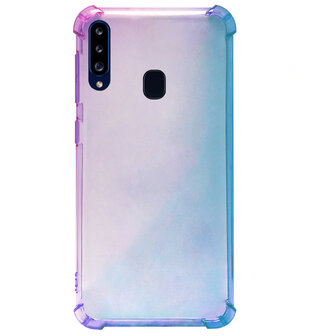 ADEL Siliconen Back Cover Softcase Hoesje voor Samsung Galaxy A20s - Kleurovergang Blauw Paars