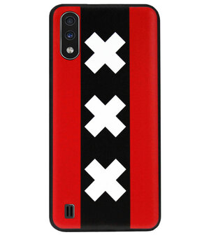ADEL Siliconen Back Cover Softcase Hoesje voor Samsung Galaxy A01 - Amsterdam Andreaskruisen