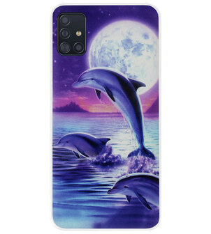 ADEL Kunststof Back Cover Hardcase Hoesje voor Samsung Galaxy A71 - Dolfijn Blauw