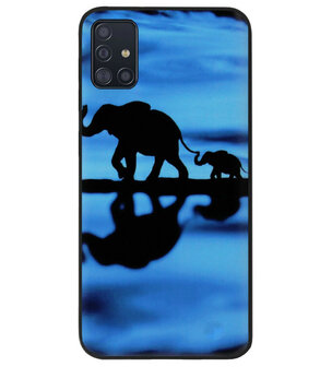 ADEL Siliconen Back Cover Softcase Hoesje voor Samsung Galaxy A71 - Olifant Familie