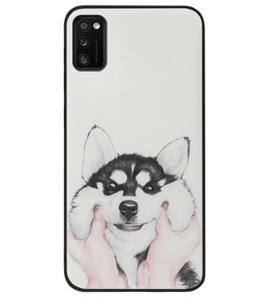 ADEL Siliconen Back Cover Softcase Hoesje voor Samsung Galaxy A41 - Husky Hond