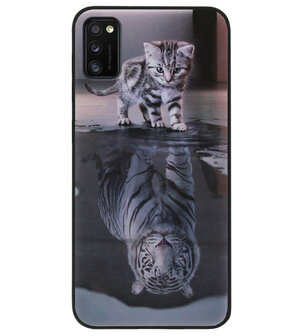 ADEL Siliconen Back Cover Softcase Hoesje voor Samsung Galaxy A41 - Poezen Schaduw Tijger