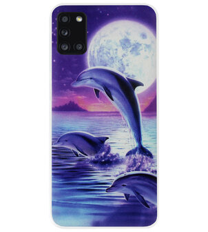 ADEL Kunststof Back Cover Hardcase Hoesje voor Samsung Galaxy A31 - Dolfijn Blauw