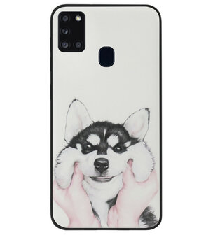 ADEL Siliconen Back Cover Softcase Hoesje voor Samsung Galaxy A21s - Husky Hond