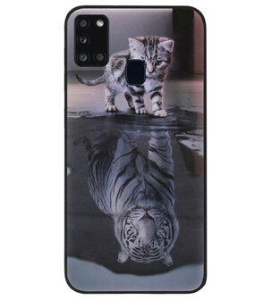 ADEL Siliconen Back Cover Softcase Hoesje voor Samsung Galaxy A21s - Poezen Schaduw Tijger