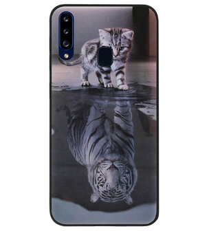 ADEL Siliconen Back Cover Softcase Hoesje voor Samsung Galaxy A20s - Poezen Schaduw Tijger