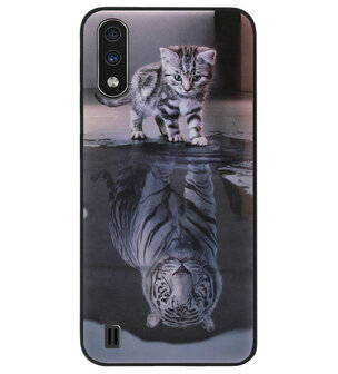 ADEL Siliconen Back Cover Softcase Hoesje voor Samsung Galaxy A01 - Poezen Schaduw Tijger