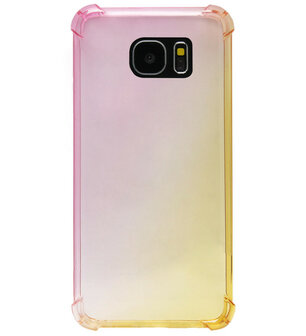 ADEL Siliconen Back Cover Softcase Hoesje voor Samsung Galaxy S7 - Kleurovergang Roze Geel