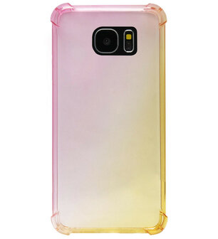 ADEL Siliconen Back Softcase Hoesje Samsung Galaxy S7 Edge - Kleurovergang Roze Geel - Origineletelefoonhoesjes.nl