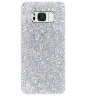 ADEL Premium Siliconen Back Cover Softcase Hoesje voor Samsung Galaxy S8 Plus - Bling Bling Glitter Zilver