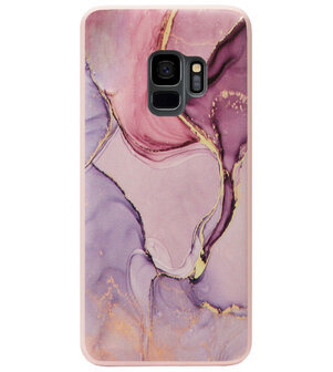 ADEL Siliconen Back Cover Softcase Hoesje voor Samsung Galaxy S9 - Marmer Roze Goud Paars
