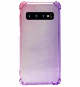 ADEL Siliconen Back Cover Softcase Hoesje voor Samsung Galaxy S10 - Kleurovergang Roze Paars