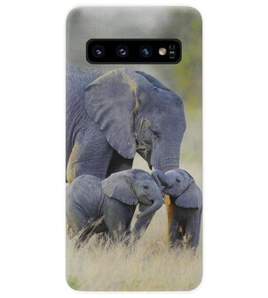 ADEL Siliconen Back Cover Softcase Hoesje voor Samsung Galaxy S10 - Olifant Familie