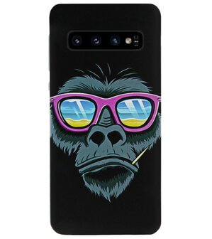 ADEL Siliconen Back Cover Softcase Hoesje voor Samsung Galaxy S10 - Gorilla Apen