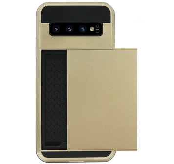 ADEL Kunststof Back Cover Hardcase Hoesje voor Samsung Galaxy S10 - Pasjeshouder Goud