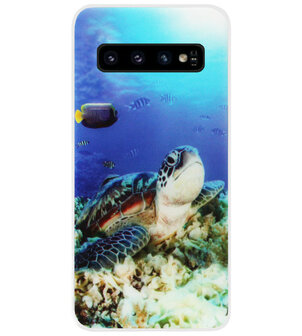 ADEL Siliconen Back Cover Softcase Hoesje voor Samsung Galaxy S10 - Schildpad