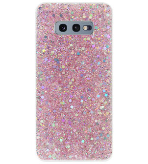 ADEL Premium Siliconen Back Cover Softcase Hoesje voor Samsung Galaxy S10e - Bling Bling Roze