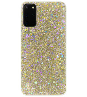 ADEL Premium Siliconen Back Cover Softcase Hoesje voor Samsung Galaxy S20 - Bling Bling Glitter Goud