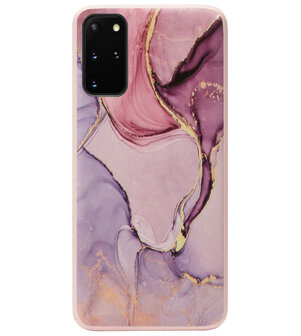 ADEL Siliconen Back Cover Softcase Hoesje voor Samsung Galaxy S20 Plus - Marmer Roze Goud Paars